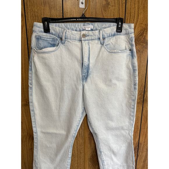 Good American Women's Denim Side Slit Jeans Pockets Light Wash Light Blue SZ 15 - Picture 3 of 8